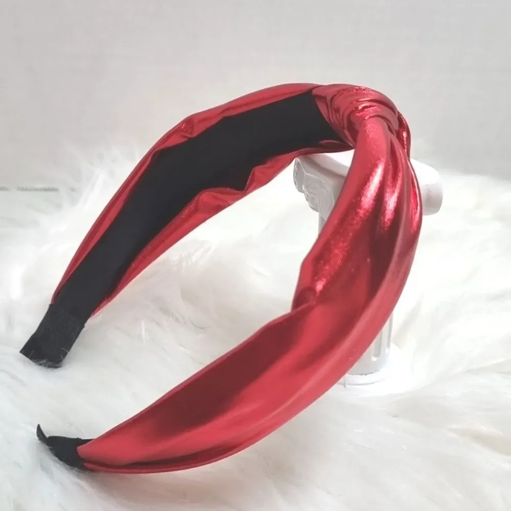 NEW Red Metallic Knotted Headband | Shiny Top Knot Hair Accessory